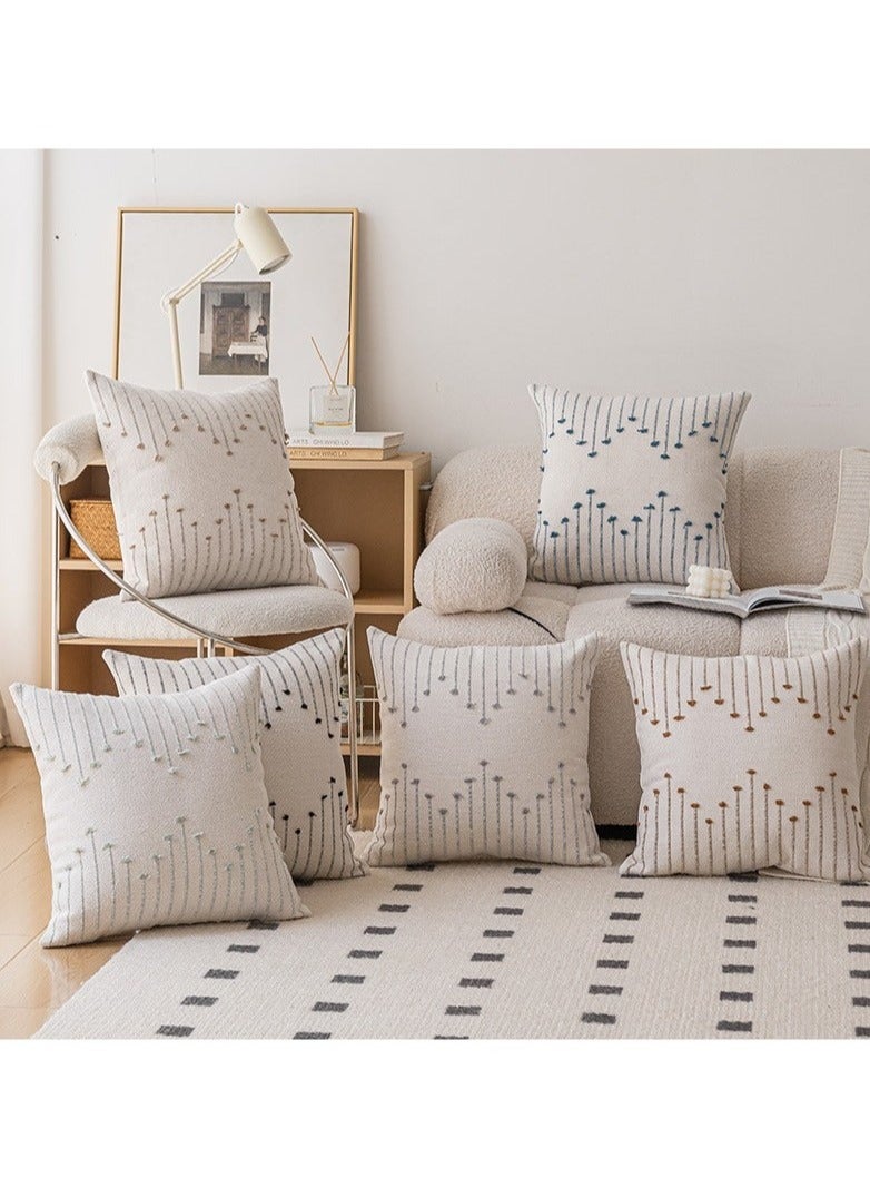 XiuWoo Set of 2 50*50cm Boho Throw Pillow Covers Neutral Decorative Textured Cushion Case Farmhouse Pillowcase Modern Square Pillow Covers for Sofa,Couch, Living Room,Beige and Black - Image 4