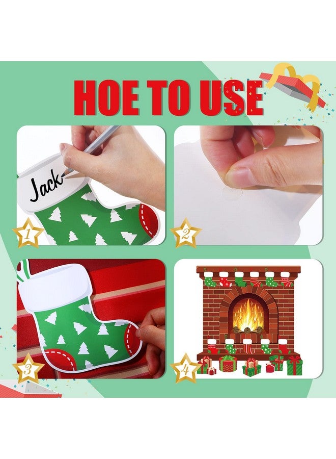 Remagr 66 Pieces Large Christmas Fireplace Bulletin Board Decor 43 X 39 Inch Christmas Holiday Hearth Bulletin Board Fireplace Bulletin Board Stocking Gifts Box Cutouts Christmas Classroom Home Decor - Image 3