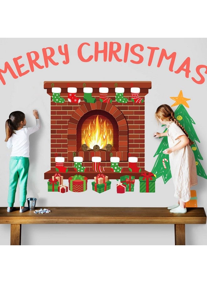 Remagr 66 Pieces Large Christmas Fireplace Bulletin Board Decor 43 X 39 Inch Christmas Holiday Hearth Bulletin Board Fireplace Bulletin Board Stocking Gifts Box Cutouts Christmas Classroom Home Decor - Image 4