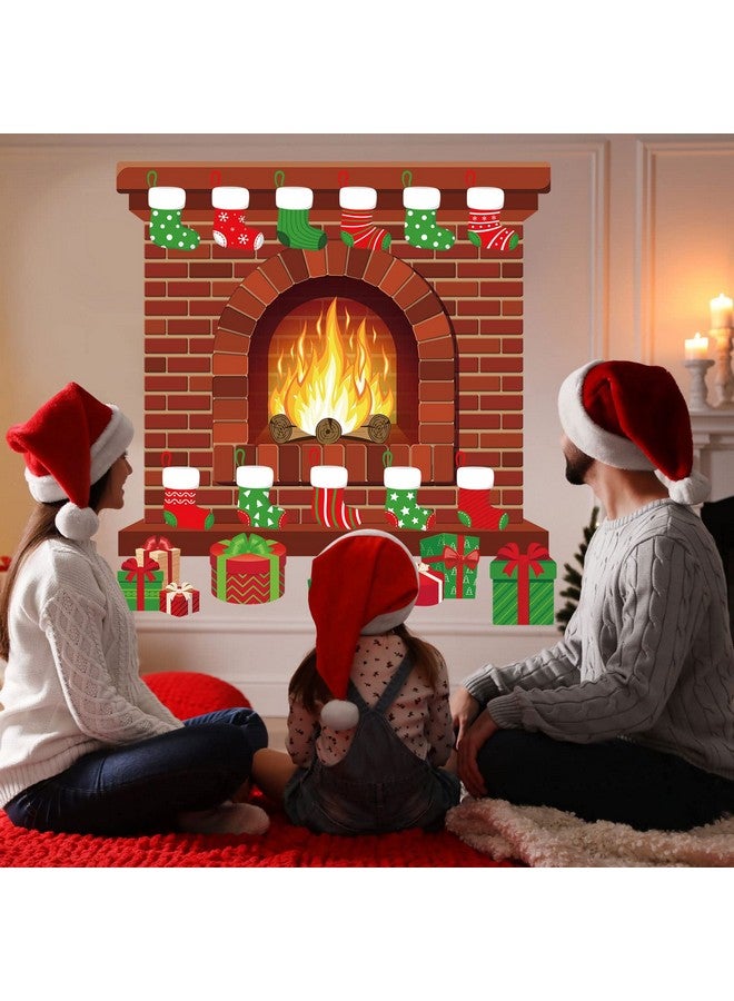 Remagr 66 Pieces Large Christmas Fireplace Bulletin Board Decor 43 X 39 Inch Christmas Holiday Hearth Bulletin Board Fireplace Bulletin Board Stocking Gifts Box Cutouts Christmas Classroom Home Decor - Image 5