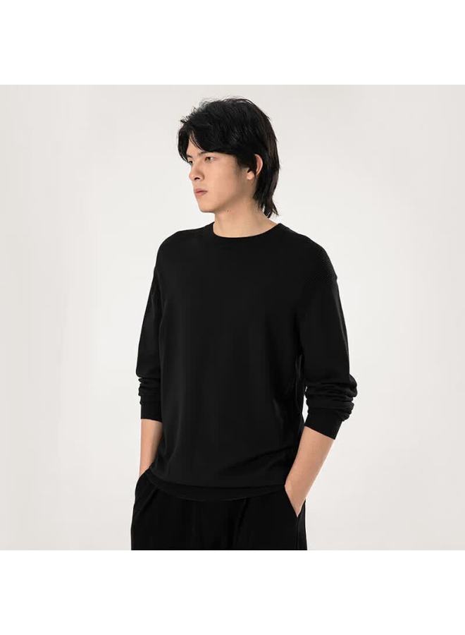 Markless Lightweight Warm Men's Graphene Soft Knit Sweater Autumn Winter Crew Neck Base Shirt 3701 Starry Black 2XL - Image 1