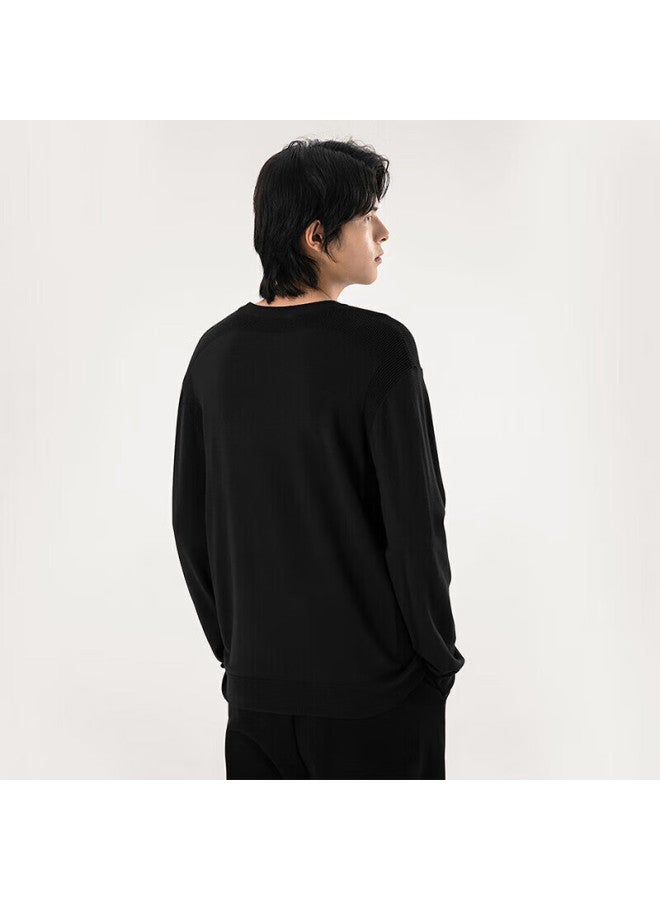 Markless Lightweight Warm Men's Graphene Soft Knit Sweater Autumn Winter Crew Neck Base Shirt 3701 Starry Black 2XL - Image 2