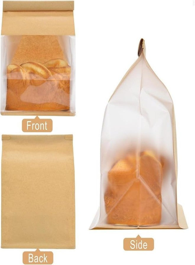 VELEXE Kraft Paper Tin Tie Tab Lock Bakery Bags with Transparent Window – Pack of 20 | Size: 26X16 cm | Packaging Bags for Bread, Cookies, Snacks & Bakery Items - Image 2