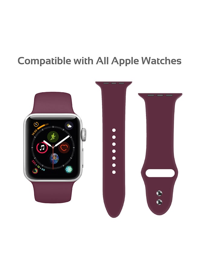 PROMATE Silicone Replacement Strap For Apple Watch Series 1/2/3/4 Maroon - Image 3