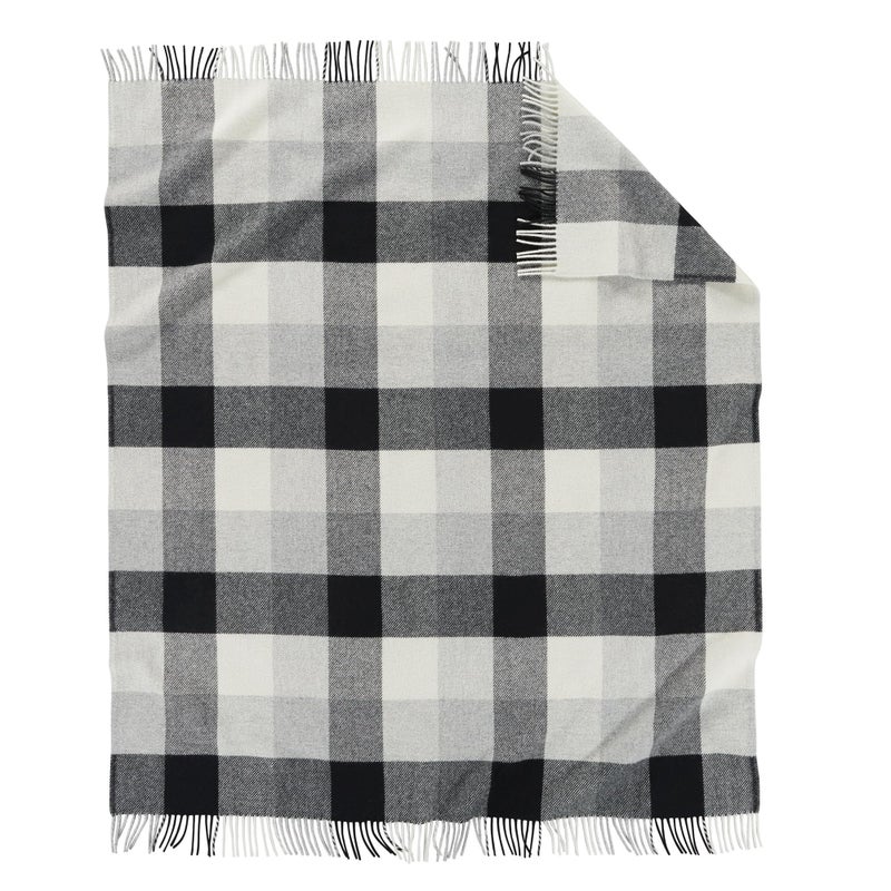 Pendleton EcoWise Washable Throw with Fringe 54 x 60 100 Wool All Season Washable Soft and Durable Blanket for Home and Outdoor Adventures BlackIvory
