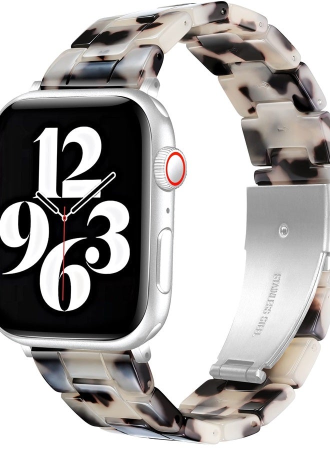 NYENEIL Compatible with Apple Watch Ultra Band 38mm 40mm 41mm for iWatch SE Lightweight Resin Wristband Bracelet Strap Series 8 7 6 5 4 3 2 1 Mens Womens (Tortoise flower, 38MM/40MM/41MM) - Image 1
