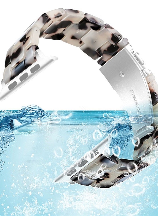 NYENEIL Compatible with Apple Watch Ultra Band 38mm 40mm 41mm for iWatch SE Lightweight Resin Wristband Bracelet Strap Series 8 7 6 5 4 3 2 1 Mens Womens (Tortoise flower, 38MM/40MM/41MM) - Image 5