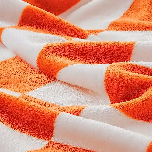 BEDELITE Checkered Throw Blanket for Couch, Soft & Cozy Fleece Flannel Blanket with Checkerboard Grid Home Decor, Checkered Orange Tennessee Blanket, 50x60 Inches - Image 4