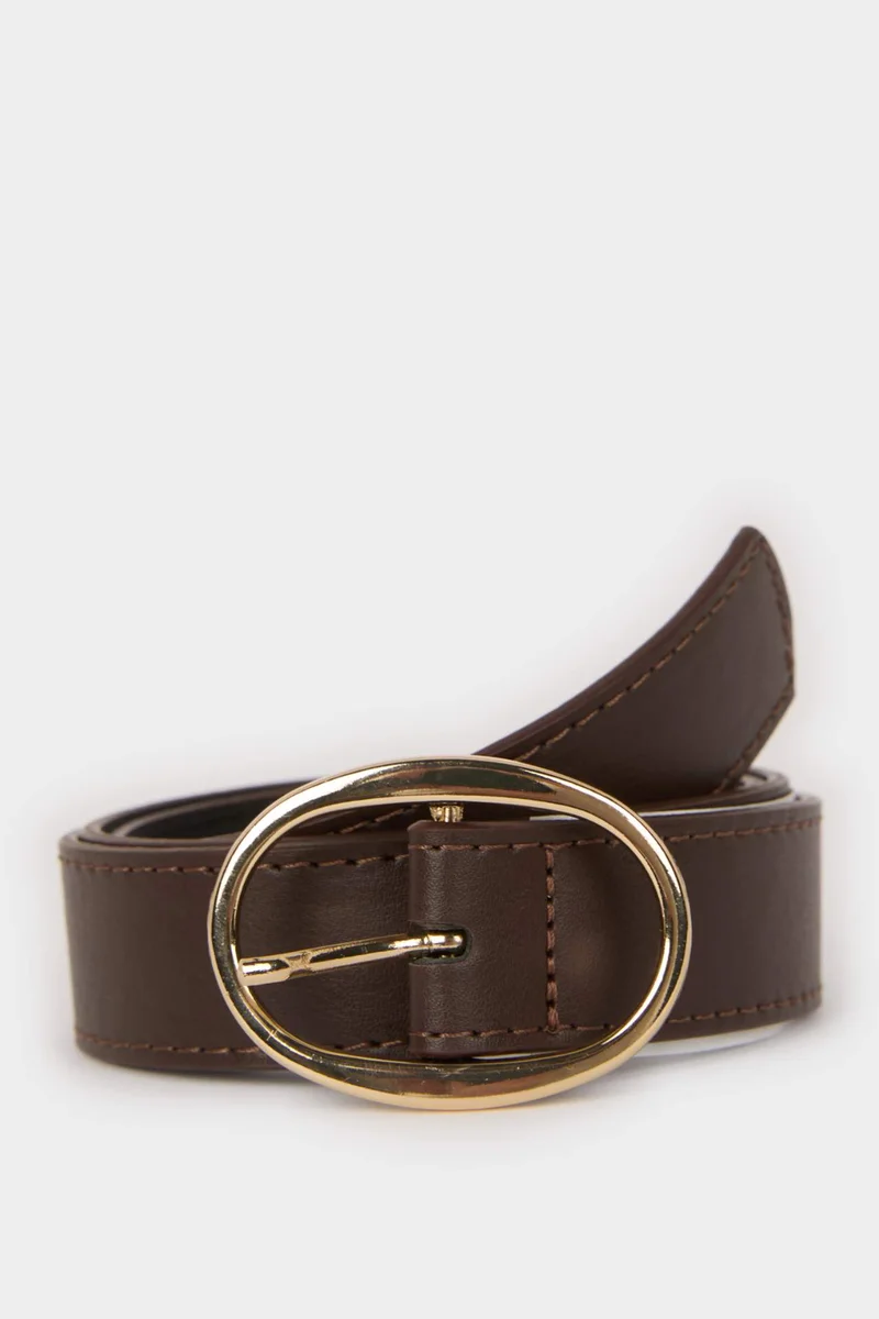 Defacto Woman Oval Buckle Faux Leather Denim Belt