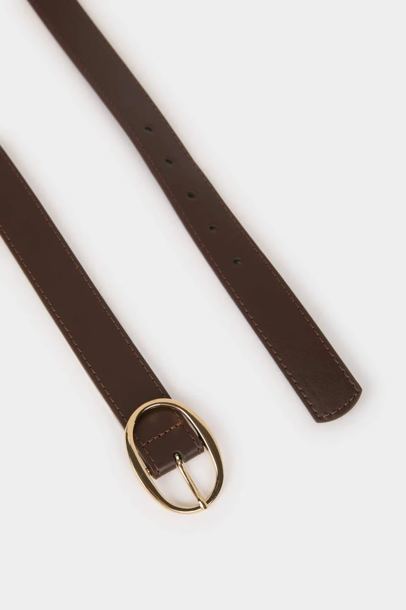 Defacto Woman Oval Buckle Faux Leather Denim Belt