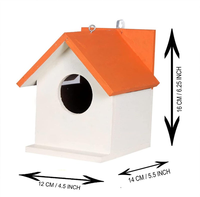 GO7 Handcrafted Wooden Bird House (Multicolour) – Pack of 6 | Hanging Decorative Bird Nests for Balcony & Garden | Eco-Friendly Handycraft Product - Image 2