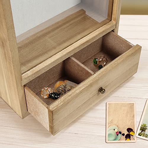 TJMOREE TJ.MOREE Deep Shadow Box Frame with Drawer, Shadowbox Display Case with Glass Window Picture Frame Memorabilia Bouquet Medals Military Photos Memory Box for Keepsakes - Image 3