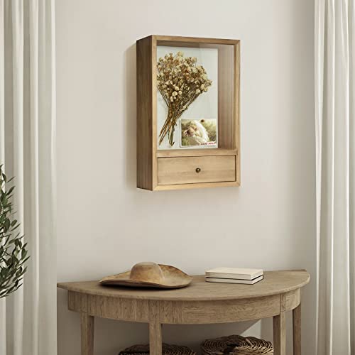 TJMOREE TJ.MOREE Deep Shadow Box Frame with Drawer, Shadowbox Display Case with Glass Window Picture Frame Memorabilia Bouquet Medals Military Photos Memory Box for Keepsakes - Image 4