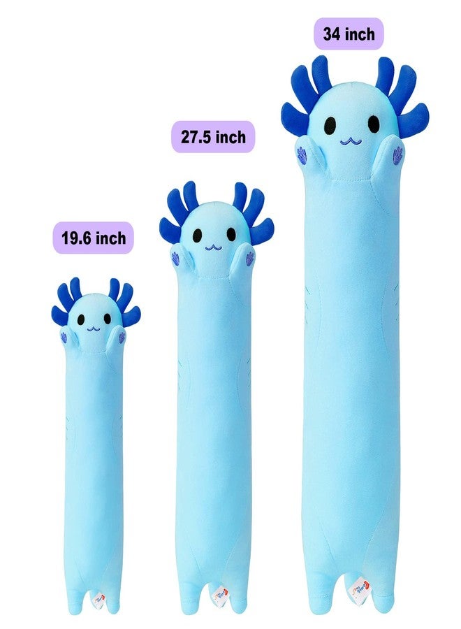 PEACH CAT Blue Long Axolotl Plush Pillow Toy Cute Axolotl Stuffed Animal for Girls and Boys 34" - Image 4