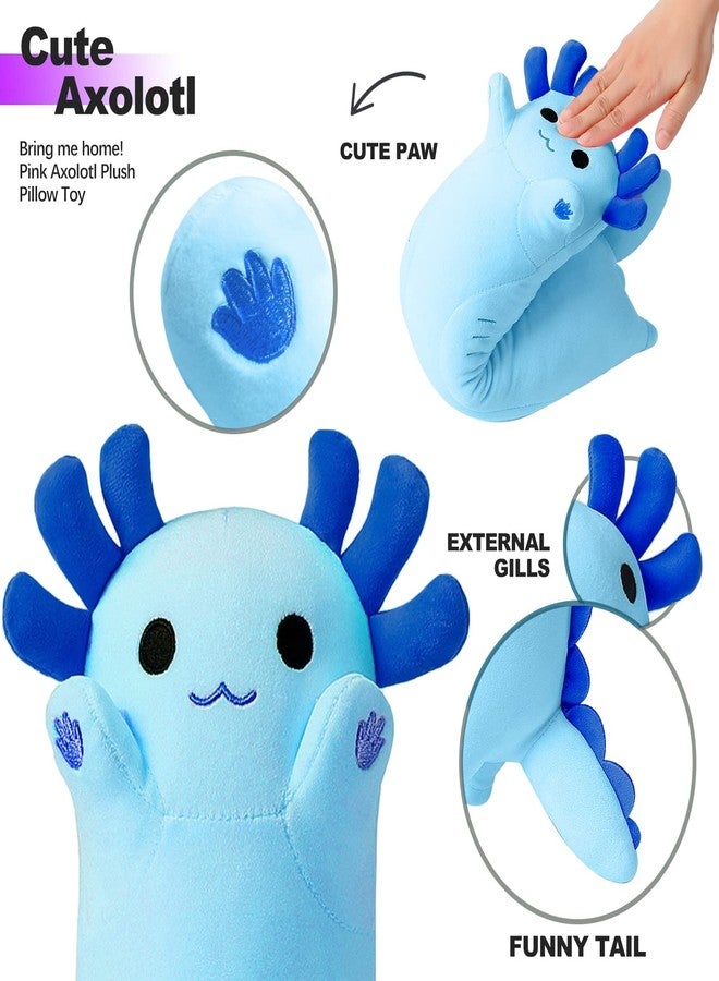 PEACH CAT Blue Long Axolotl Plush Pillow Toy Cute Axolotl Stuffed Animal for Girls and Boys 34" - Image 2