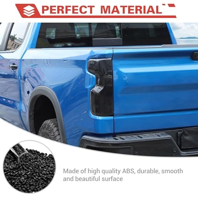 rayihni Smoked Black Tail Light Lamp Cover Rear Light Trim Decoration Accessories Compatible With Chevrolet Silverado 2022 2023 - Image 5