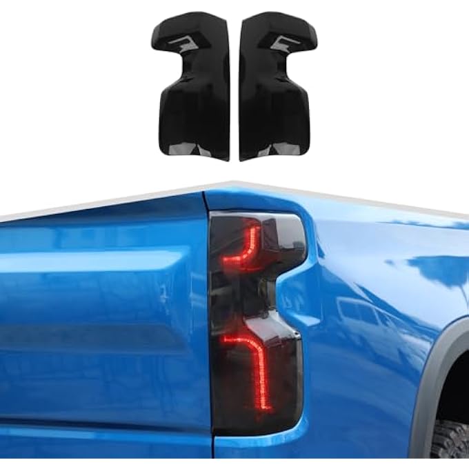 rayihni Smoked Black Tail Light Lamp Cover Rear Light Trim Decoration Accessories Compatible With Chevrolet Silverado 2022 2023 - Image 1