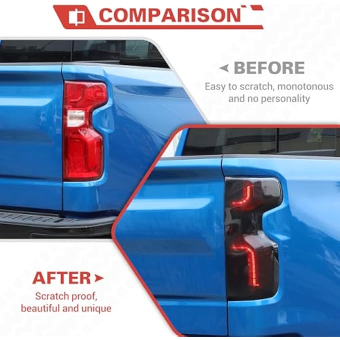 rayihni Smoked Black Tail Light Lamp Cover Rear Light Trim Decoration Accessories Compatible With Chevrolet Silverado 2022 2023 - Image 3