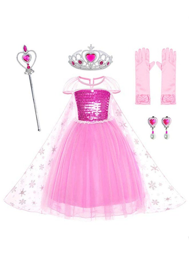 ISank Princess Costumes Frozen Themed Party  Dress Up for Little Girls with Crown,Wand,Gloves Accessories - Image 1
