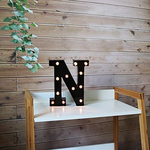 OYCBUZO Light Up Black Alphabet Marquee Letters Sign LED Marquee Number Lights Sign for Night Light Home Bar Christmas Lamp Birthday Party Wedding Decoration N - Image 3