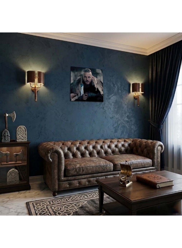 دروبلايت لوحة جدارية من خشب MDF بتصميم "راغنار لوثبروك" (من مسلسل الفايكنج) | ديكور نورديكي متعدد الألوان وعالي الجودة لغرفة المعيشة والمكتب - Image 2