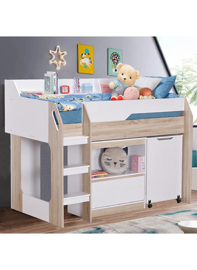 Home Box Kulltorp Avian Mid Sleeper Single Bed with Study Desk and Storage 195 x 135.5 x 129 Cm, Mattress Size - 90x200Cm  - Image 1