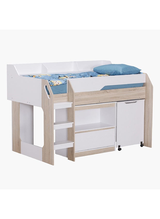 Home Box Kulltorp Avian Mid Sleeper Single Bed with Study Desk and Storage 195 x 135.5 x 129 Cm, Mattress Size - 90x200Cm  - Image 5