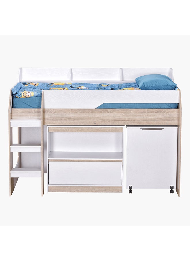 Home Box Kulltorp Avian Mid Sleeper Single Bed with Study Desk and Storage 195 x 135.5 x 129 Cm, Mattress Size - 90x200Cm  - Image 4