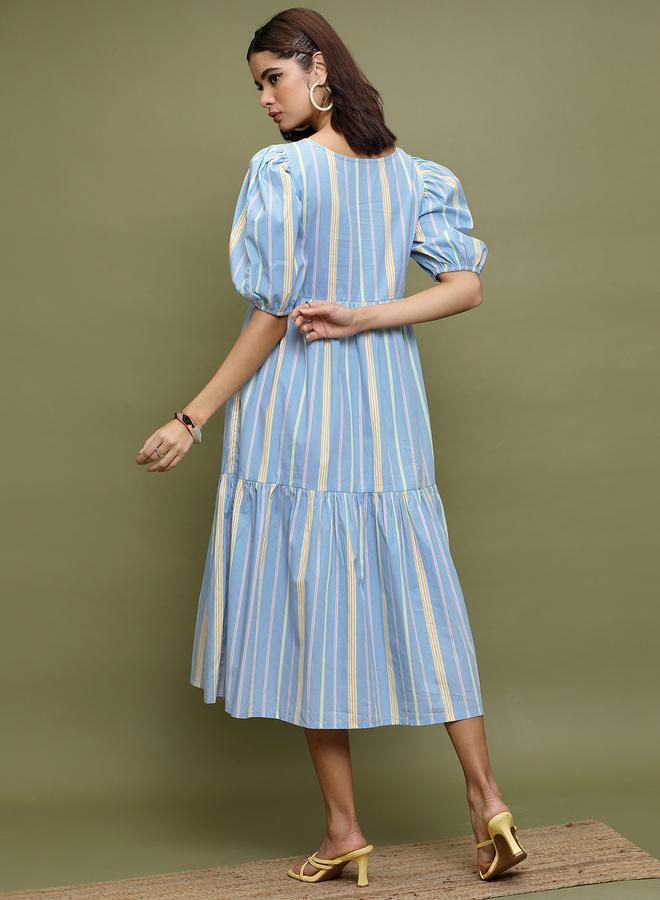 Vishudh Striped Tiered Dress  - Image 3
