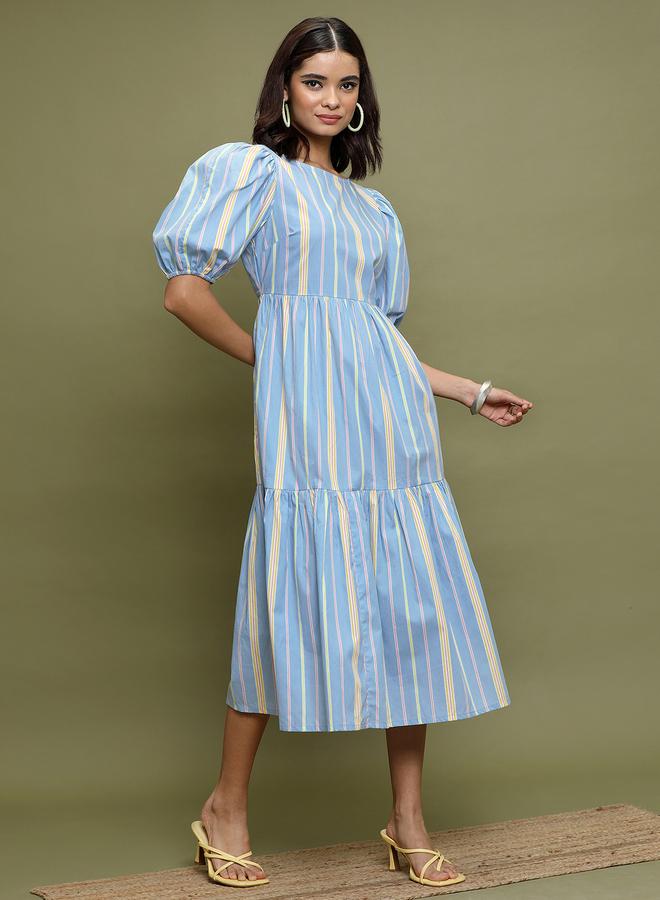 Vishudh Striped Tiered Dress  - Image 4