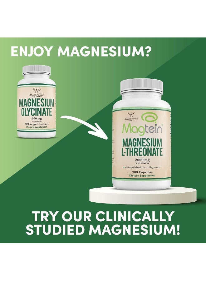 Double Wood Supplements Magnesium Glycinate 400mg, 180 Capsules (Vegan Safe, Manufactured and Third Party Tested in The USA, Gluten Free, Non-GMO) High Absorption Magnesium for Sleep by Double Wood Supplements - Image 4