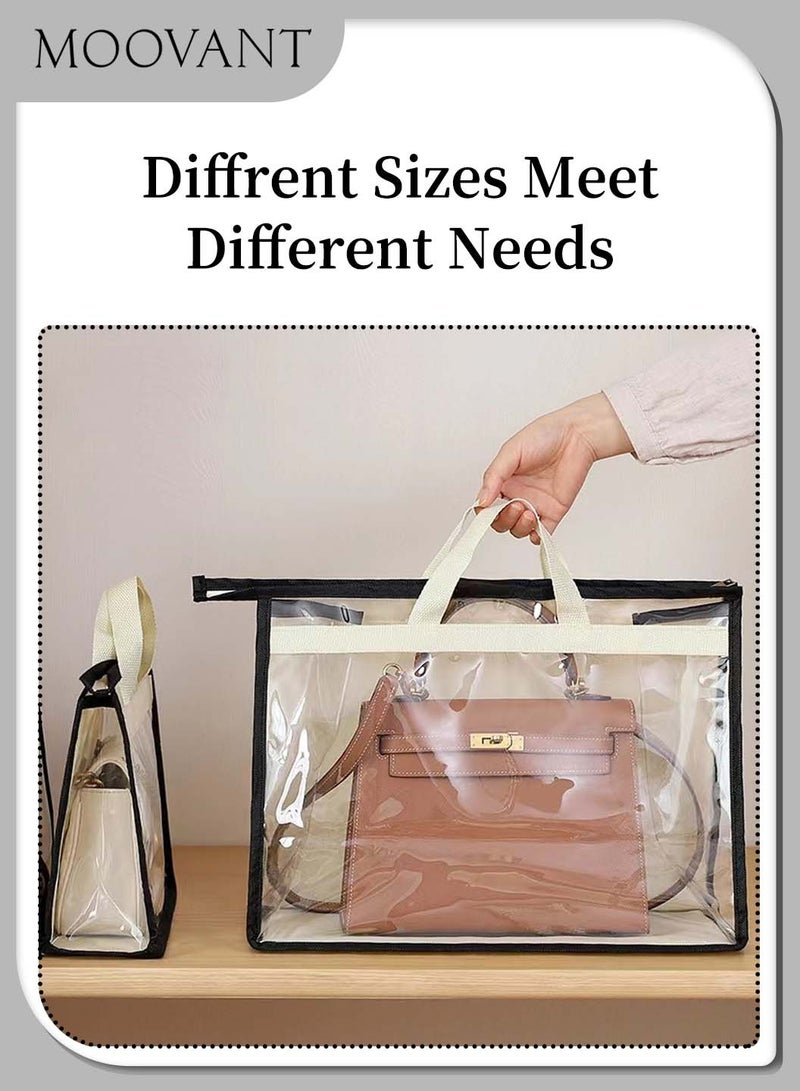 Moovant 5 Pack Multi-size Storage Bags with Extra 5 S-hooks, Clear Handbag Storage Organizer, Dust Bags for Handbags, with Zipper and Handle - Image 5
