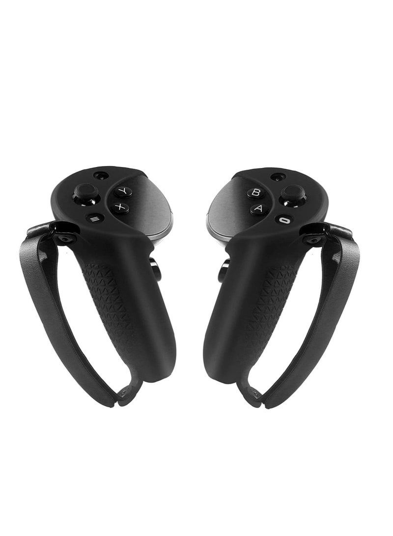 Captaintech "Controller Grips Protector Compatible with Meta Quest Pro Touch Game Controller Protector Cover Precise Hole Position Soft Silicone Grips Accessories with Knuckle Straps (Black)" - Image 1