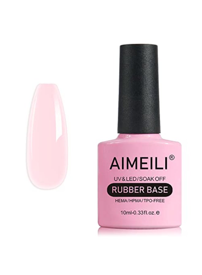 AIMEILI Hema Free Rubber Base Gel For Nails Soak Off U V LED Clear Sheer Gel Nail Polish 4 in 1 Nail StrengthenEnhanceBase CoatColor 444 10ml - Image 1