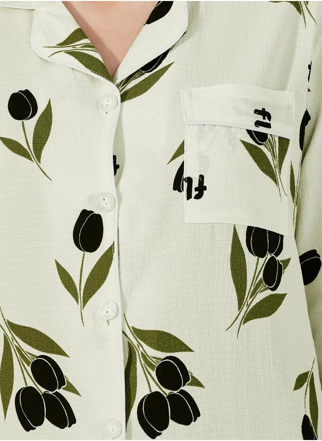 Take Two All-Over Floral Print Shirt & Pants Pyjama Sets