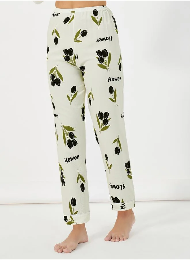 Take Two All-Over Floral Print Shirt & Pants Pyjama Sets