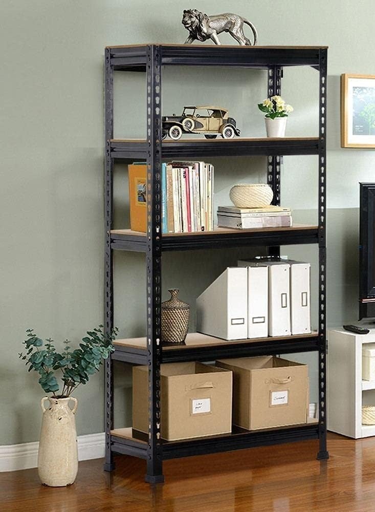 DubaiGallery 5-Tier Steel Shelving; 800 lb. Capacity per Shelf; Black storage organizer shelf shelves  - Image 4