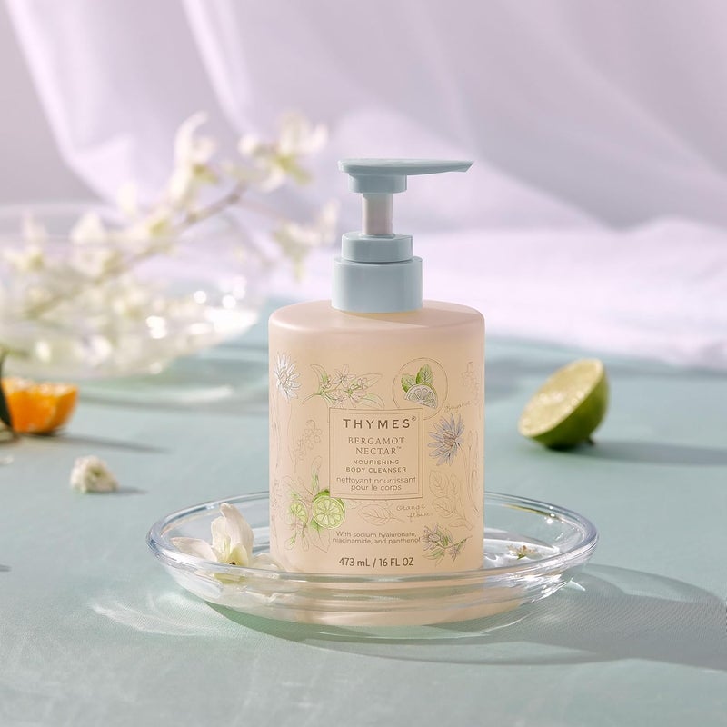 Thymes Nourishing Body Cleanser Large Moisturizing Body Wash with Pump Hydrating Cleanser Notes of Bergamot Orange Flower Lemon Lotus Sandalwood Bergamot Nectar 16 fl oz - Image 2
