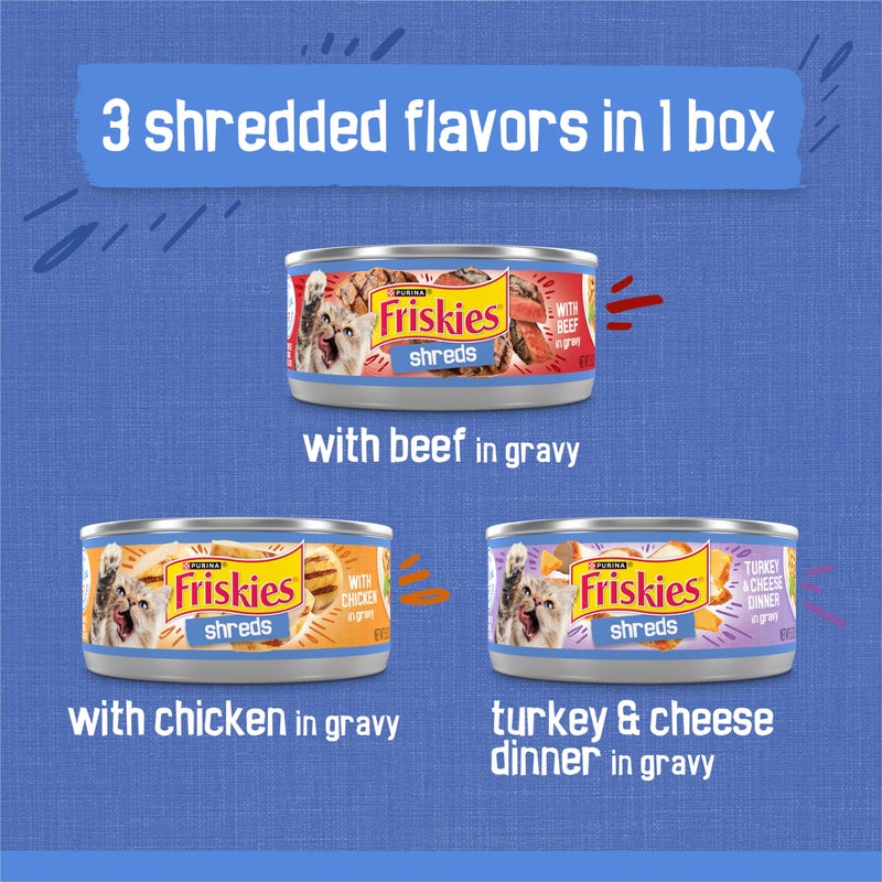 Friskies باقة متنوعة من طعام القطط الرطب من بورينا فريسكيز مع صلصة، قطع لحم البقر، مع الدجاج، وتركيا وعشاء الجبنة - (عبوة من 24) علب 5.5 أونصة. - Image 5