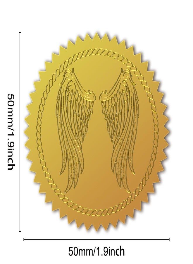 CHGCRAFT 100Pcs Angel Wings Gold Foil Certificate Seals Foil Embossed Stickers Self Adhesive Gold Embossed Certificate Seals for Envelope Invitation Letter - Image 2