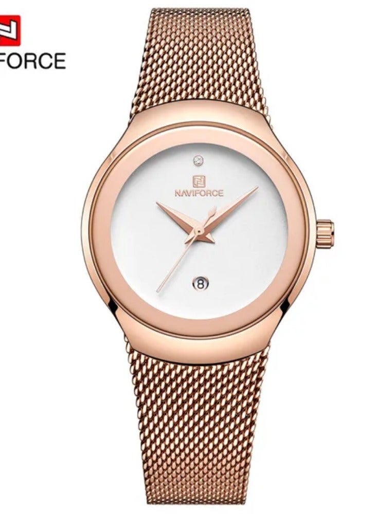 NAVIFORCE NAVIFORCE Women Watch Top Brand Luxury Ladies Wristwatch Stainless Steel Classic Original Mesh Bracelet Female Clock Gift 5004