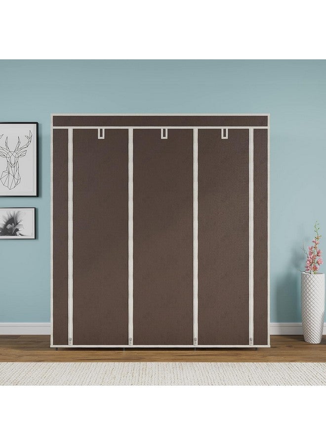 GTC® Collapsible Wardrobe Portable Foldable Closet for Clothes Almira, 2 Hanging Space, 8 Shelves Non-Woven Fabric 90 GSM (88130) (Brown) - Image 3