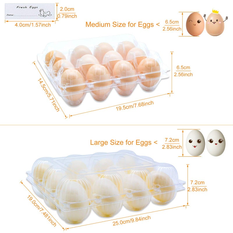 bulk buy BULKBUY Egg Cartons 60 Packs, Clear Plastic Blank Egg Cartons with Free Labels, Holds up to 12 Eggs Securely, Perfect for Family Pasture Farm Markets Display - Medium - Image 2