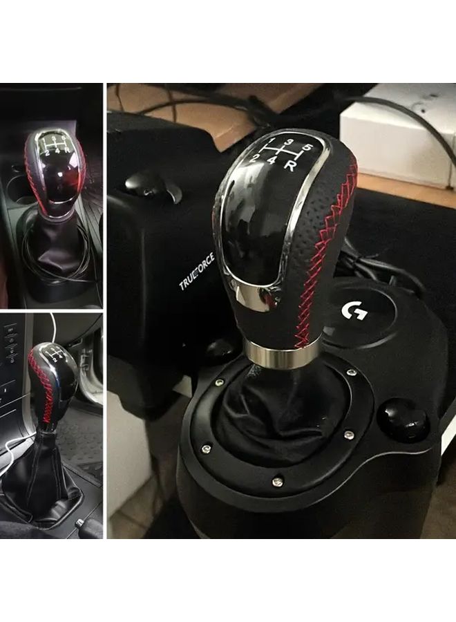 Universal 5 6 Speed Manual Gear Shift Knob Black Red Line with Red Stitch Ergonomic Design for M8 M10 M12 - Image 5