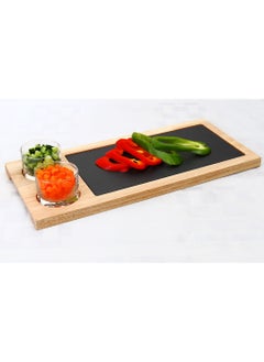 CusineArt Slate Serving Set with Glass Bowls 