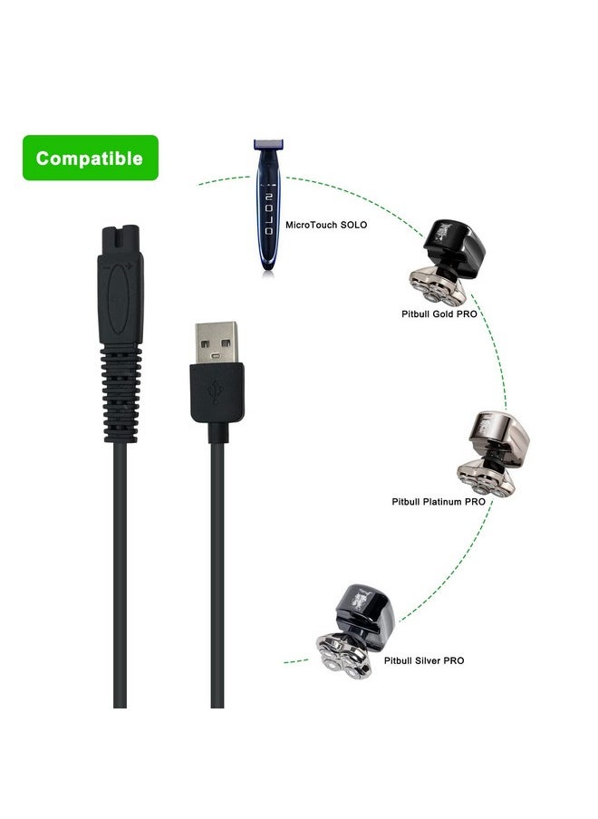 PDEEY - Charger Replacement For Skull Shaver Pitbull/Palm/Silver, Microtouch Solo Razor - Usb Power Cord Accessories And Clean Brush 2-Pack - Image 1