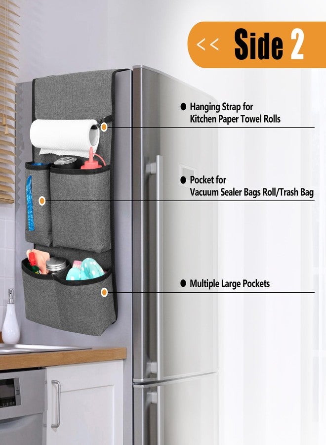 Rexmica Mini Fridge Organizer with Multiple Pockets for Most Household & Dorm Refrigerators, Hanging Mini Fridge Caddy Organizer Storage Bag for Dorm, Office, Kitchen, Home, School, Gray - Image 3