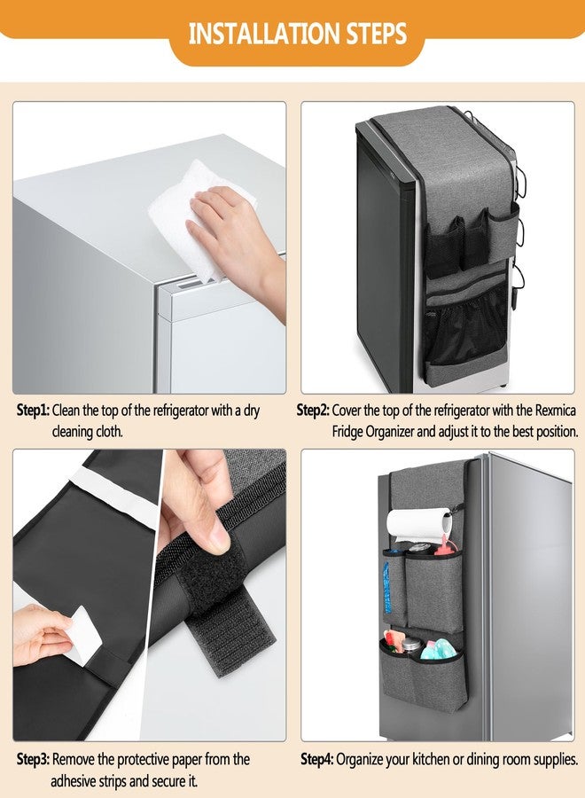 Rexmica Mini Fridge Organizer with Multiple Pockets for Most Household & Dorm Refrigerators, Hanging Mini Fridge Caddy Organizer Storage Bag for Dorm, Office, Kitchen, Home, School, Gray - Image 5