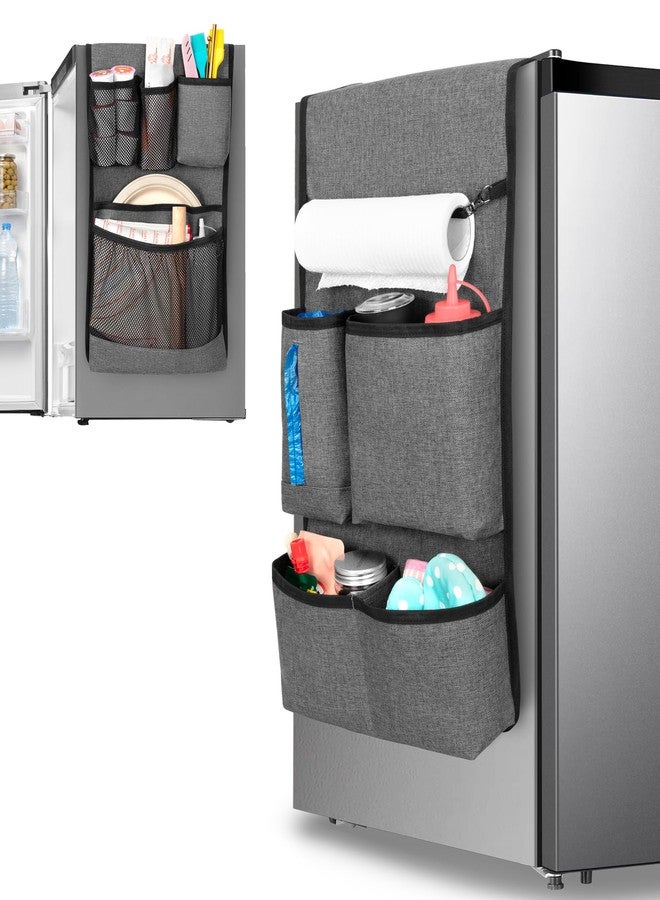 Rexmica Mini Fridge Organizer with Multiple Pockets for Most Household & Dorm Refrigerators, Hanging Mini Fridge Caddy Organizer Storage Bag for Dorm, Office, Kitchen, Home, School, Gray - Image 1