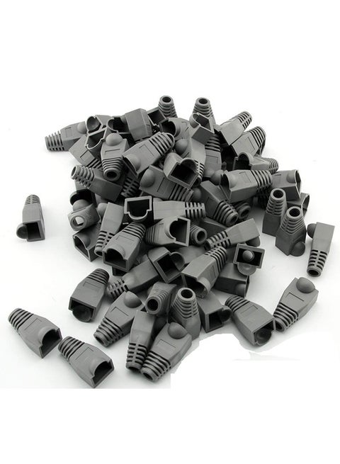 RJ45 Cable Connector Boots Soft Plastic Ethernet Strain Relief Boots CAT5 CAT5E CAT6 CAT6E 100PCS - Grey